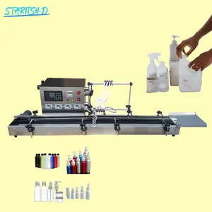 4-Nozzle Automatic Magnetic Pump Bottle Water Packing paste liquid Filling Machine With Conveyor And Sensor For Perfume