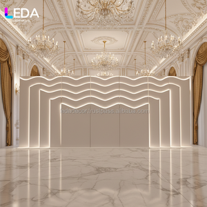 ฉากหลังอะคริลิคทรงโค้งแบบถอดได้ ดีไซน์ใหม่ของ LEDA พร้อมไฟ LED สีขาว สำหรับตกแต่งงานแต่งงานและงานอีเว้นท์ - Product Image 1