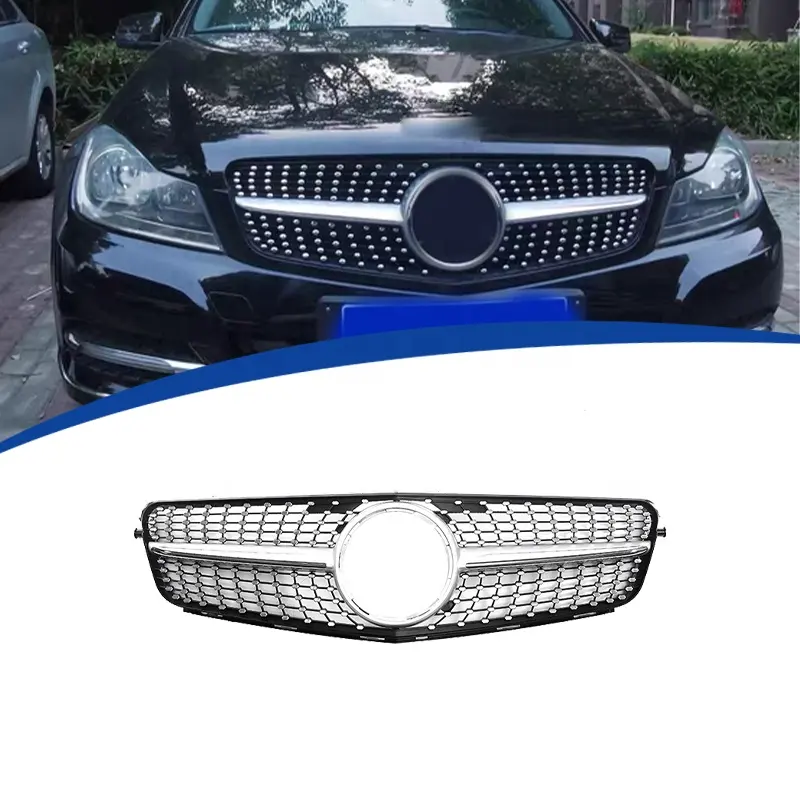 Hot Koop Auto Parts Grille Abs Plastic Voor 07-14 C Klasse W204 Diamant Zwart