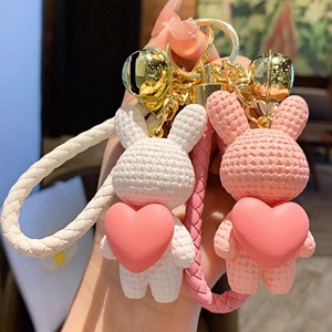 Llavero de goma 3D de oso de dibujos animados Kawaii, dijes para bolso, llavero de oso de peluche con corazón, cordón, llaveros de corazón, decoración para bodas - Product Image 3