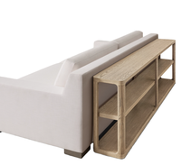 Table console moderne en bois massif, style américain, longue et étroite, table d'appoint de canapé, étagère de rangement à 3 niveaux avec coins arrondis