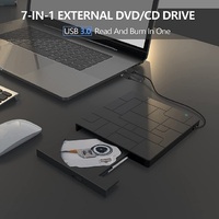 Reproductor de DVD externo USB 3,0 extrafino 7 en 1, portátil, DVD/CD, ordenador portátil, Puerto tipo C, Unidad de CD