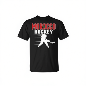 Camiseta de hockey de Marruecos, camiseta negra de apoyo para aficionados al hockey sobre hielo - Product Image 2