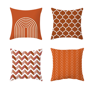 Sáng bóng cam Cushion Cover 18x18 inch hình học couch trang trí sọc in <span class=keywords><strong>Polyester</strong></span> gối trường hợp - Product Image 6