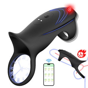 Vergrendelingsring Mannelijke App Afstandsbediening Trillingen Masturbatie <span class=keywords><strong>Penis</strong></span> <span class=keywords><strong>Cover</strong></span> Volwassen Product - Product Image 1