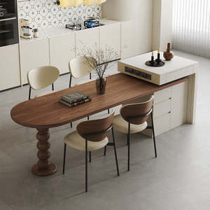 Meubles de Maison en Bois Massif pour Dîner Restaurant Île à Manger Cuisine Table en Bois <span class=keywords><strong>Nordic</strong></span> Sintered Stone Top Table Kitchen Island - Product Image 4