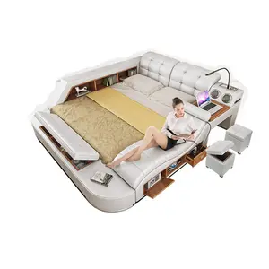 Muebles de dormitorio de diseño moderno, juegos de dormitorio, marco de cama, cama de masaje eléctrica multifuncional