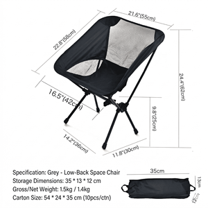 Chaise de camping pliante compacte <span class=keywords><strong>ultra</strong></span>-légère en acier inoxydable, <span class=keywords><strong>siège</strong></span> portable pour la plage et la pêche - Product Image 6