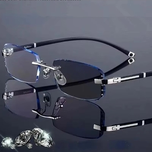 Lunettes de <span class=keywords><strong>lecture</strong></span> sans cadre taillées en diamant pour personnes âgées d'âge moyen Nouvelle version avec propriétés anti-lumière bleue et anti-fatigue - Product Image 2