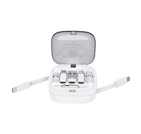 Câble de charge rétractable 6-en-1 avec support de téléphone, organisateur de câbles de données portable multifonctionnel avec outil d'éjection de carte SIM et porte-cartes
