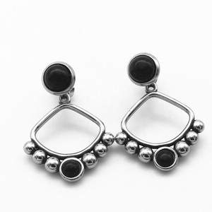 yunnique Women's Ethnic Style Titanium Steel Geometric Moonstone <b>Stud</b> <b>Earrings</b> 316 Stainless Steel Jewelry Gift - Product Image 5