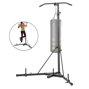 <span class=keywords><strong>Stand</strong></span> Samsak Tinju Lipat 2-in-1 dari Baja dengan Sanda Gantung untuk Latihan Pull-Up di Rumah, Tinggi Dapat Disesuaikan 183-230cm, Warna Hitam - Product Image 1