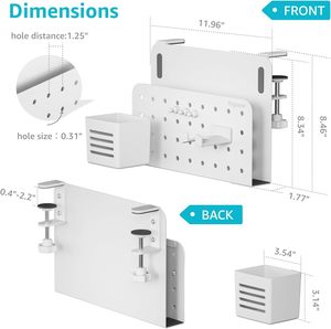 Organisateur de rangement latéral, support pour ordinateur portable suspendu en acier sous le bureau avec porte-<span class=keywords><strong>stylo</strong></span> magnétique à 2 niveaux, rangement de bureau sans perceuse - Product Image 3