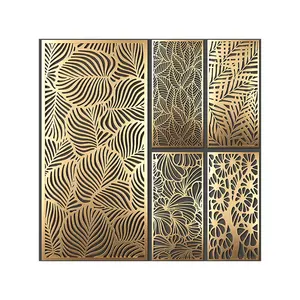 Metal Wall Cladding Custom Laser Cut Gold Metal Carved Panel Outdoor Metal Screen Engraved Panels Curtain Wall Cladding Architectural Facade