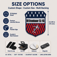 Écussons sportifs personnalisés en silicone, logo 3D, badge souple en caoutchouc, étiquette thermocollante pour l'image de marque des vêtements de sport et de l'athlétisme