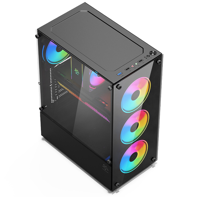 Durable PC Case Mid Tower SNOWMAN Tempered Glass RGB Fan USB Front Port High End Gaming ATX Form Factor M-atx Stock Product
