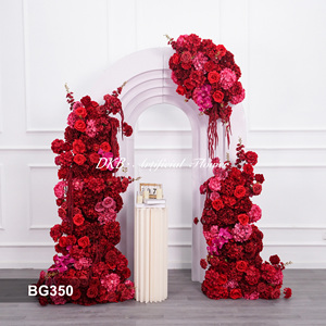 Factory custom flower background stage decoration wedding red silk hanging rose artificial flower wedding background - Product Image 2