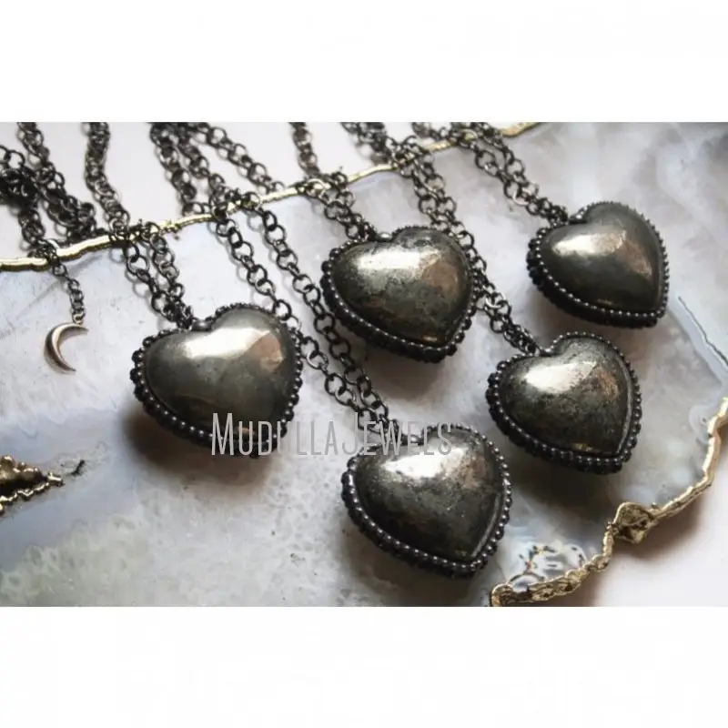 NM40351 Massive Grote Pyriet Crystal Gepofte Hart Stenen Ketting Heks Boho Valentines Liefde Ban Edelsteen Ketting