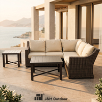 Ensemble de canapés en rotin tressé à la main J&M Outdoor, luxueux et confortable, avec structure en aluminium, pour cour, bord de mer, tissu Sunbrella, mobilier de loisirs