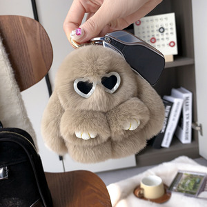 Cute Fashion Fluffy Bunny Keychain <b>Rabbit</b> Plush Key Chains with love Heart Glasses Soft <b>Rabbits</b> Fur Pompom Ball Bag Charms <b>Gifts</b> - Product Image 5