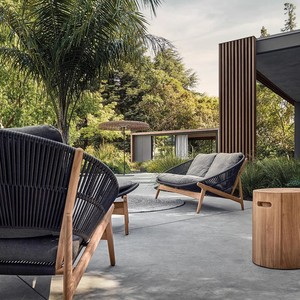 Ensemble de canapé en rotin d'extérieur, chaise en bois de <span class=keywords><strong>jardin</strong></span>, chaise longue de piscine, canapé résistant aux UV avec <span class=keywords><strong>housse</strong></span> de <span class=keywords><strong>coussin</strong></span> amovible - Product Image 6