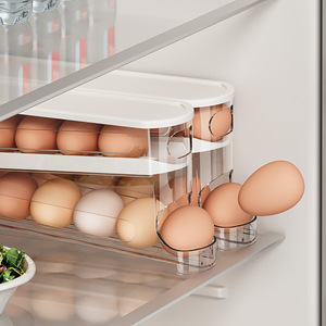 Kitchen 2 Layers Transpents Automatic <b>Rolling</b> Egg Dispenser and Storage Organizer Container Refrigerator Egg Storage <b>Box</b> - Product Image 4