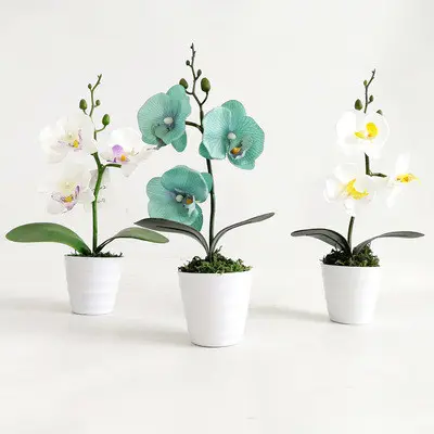 Ensemble de pots d'orchidées artificielles, pots de fleurs en plastique, pour décoration de bureau, décoration de maison, luxueux