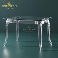 Table de mariage rectangle en acrylique transparent clair de luxe moderne personnalisé pour banquet de mariage avec dessus en verre pour événement