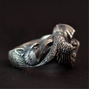 Nordische Mode Vintage Herren Wikinger Fenrir <span class=keywords><strong>Wolf</strong></span> Odins Rabe Punk <span class=keywords><strong>Ring</strong></span> Amulett Schmuck Geschenk - Product Image 3