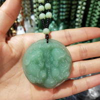 Dragon chinois zodiaque poisson rouge bouddha Jade couleur pendentif sculpté fleur dieux sculpter Statue collier de perles chaîne sac cadeau