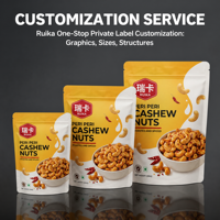 Op maat gemaakte aluminiumfolie Mylar ziplock staande pouch voor cashewnoten snackverpakking, matte frosted pouch, hersluitbaar