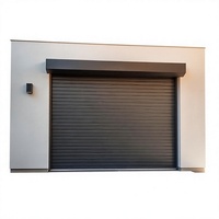 Puerta de Garaje Enrollable Motorizada Gris Moderna, Puertas de Seguridad de Aluminio de Doble Capa para Cobertizos