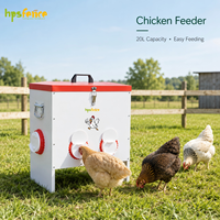 HPSFENCE Mangeoire à poulet en acier galvanisé 20L, couvercle imperméable résistant aux intempéries, plusieurs ports d'alimentation, équipement d'alimentation pour volailles