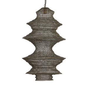 Abat-jour de lanterne en fer fait main avec un design texturé et superposé pour la décoration de la maison - Product Image 1