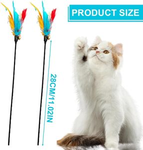 Longue canne à chat en plastique de 64 cm avec clochette et plume pour jeu interactif, exercice et jouet à friandises - Product Image 2