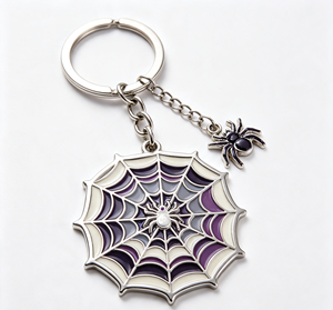 Llavero de Metal Personalizado con Diseño de Telaraña, Colgante de Aleación de Zinc Esmaltado, Regalo de Halloween - Product Image 1