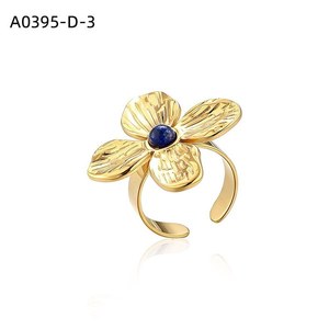 Anillo de Moda Amy Amy, Chapado en Oro, Forma de Flor, con Piedra Natural, Anillo de Cóctel para Mujer, Uso Diario, Regalo, Joyería - Product Image 3