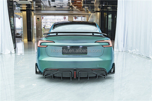 ชุดแต่งรอบคัน Tesla Model 3 2024+ คาร์บอนไฟเบอร์ ประกอบด้วยลิ้นหน้า สเกิร์ตข้าง ดิฟฟิวเซอร์หลัง สปอยเลอร์ปีกหลัง คานาร์ด สไตล์ C สำหรับกันชน - Product Image 4