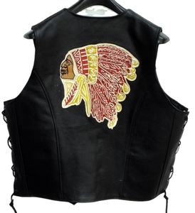 Gilet en cuir de qualité supérieure gilet de motard moto motos hommes gilet en relief rouge veste indienne - Product Image 1