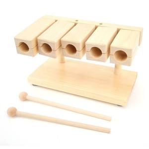 Wholesale Hot-selling Wooden Percussion Block 5 Tones Clapper Rhythm Oak Blocks with Hammer for National Opera <b>Music</b> - Product Image 6
