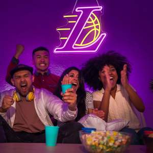Enseigne néon LED avec logo de l'équipe sportive des Lakers, 13 pouces, pour décoration sportive de cave de basket-ball, chambre, bar, club, chambre d'adolescents, IP67, intensité réglable, 5V - Product Image 6