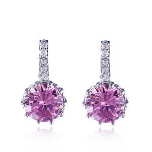 Orecchini a Perno E185 in Oro Rosa con Topazio, Montatura a Griffe, Gioielli Classici da Donna per Uso Quotidiano - Product Image 4