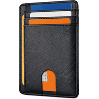 Dompet Kartu Kulit Asli RFID Slim 4 Inci Dengan Slot Kartu Kredit Dan Jendela Foto ID Untuk Pria
