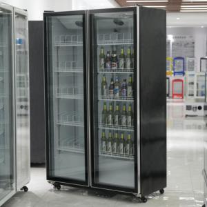 Réfrigérateur vertical à double porte fabriqué <span class=keywords><strong>en</strong></span> Chine, armoire de présentation de boissons à refroidissement par air, étagères réglables, <span class=keywords><strong>vin</strong></span>, bière - Product Image 1
