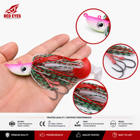 Échantillon Gratuit - Nouveau Style Red Eyes Big Lead Bucktail Jig Head, Leurre Souple pour Eau Salée avec Hameçon Triple pour la Pêche au Bar et à la Truite en Rivière/Cours d'eau