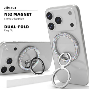 Support de téléphone portable à double pliage en argent avec paillettes - Product Image 4