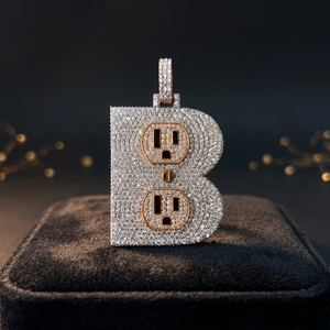 Pendentif lettre B en argent 925 et moissanite, serti de pierres rondes brillantes, plaqué or rose, breloque thématique, bijou de luxe hip-hop - Product Image 1