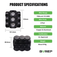 Connecteur de bornier à vis rapide électrique isolé en PVC Barep Black QMS-D750-3 à 2 ports pour boîtier de commande