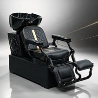 Chaise de lavage professionnelle pour salon de coiffure, confort premium, entièrement inclinable, motif gaufré