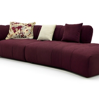 Canapé moderne en tissu bordeaux de 3 m, style italien minimaliste, forme organique, pour salon, meubles de luxe pour la maison